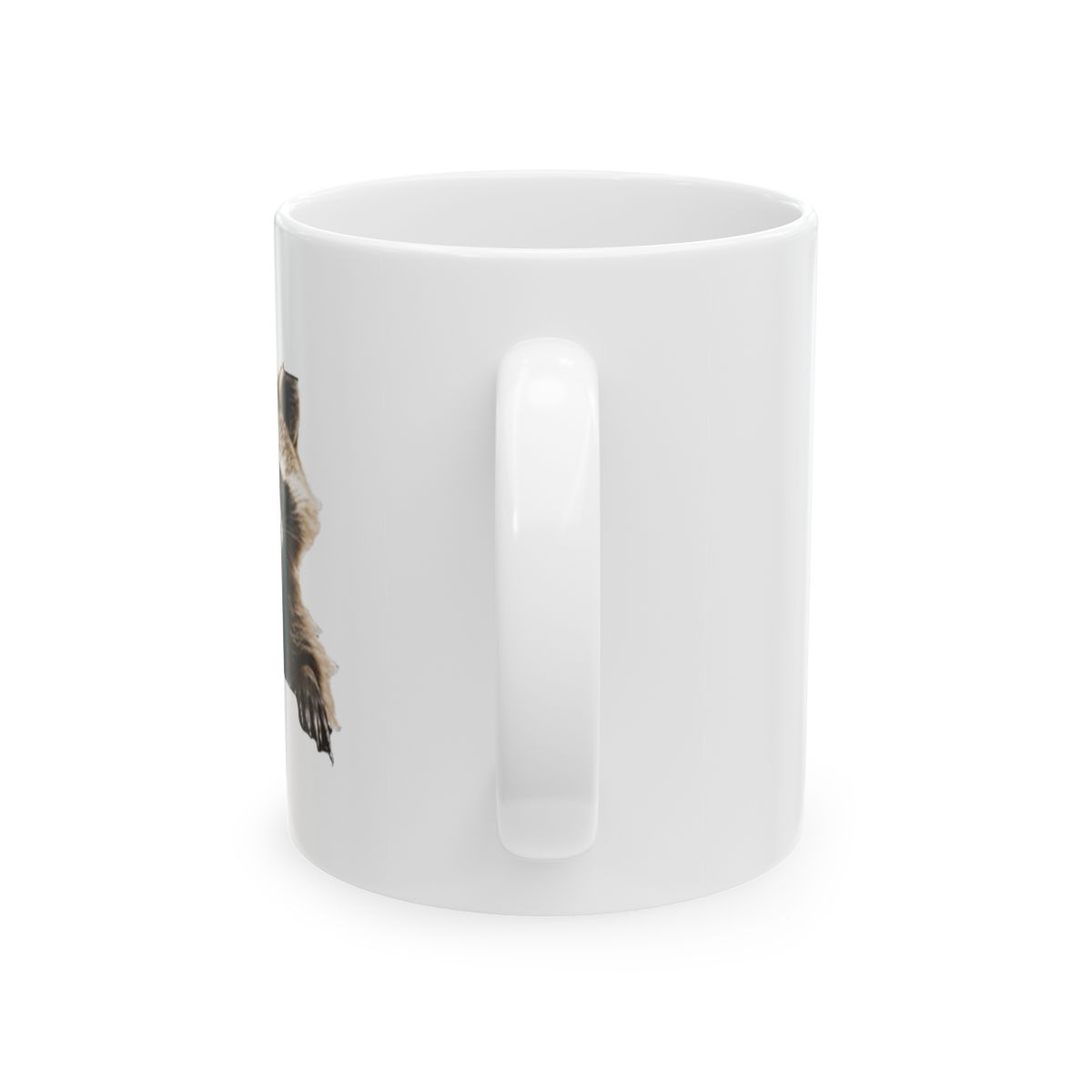 Black coffee mug featuring a white graphic of a raccoon in a bin. The text reads "It's a trash can, not a trash can't" - alternate angle 3, merchandise