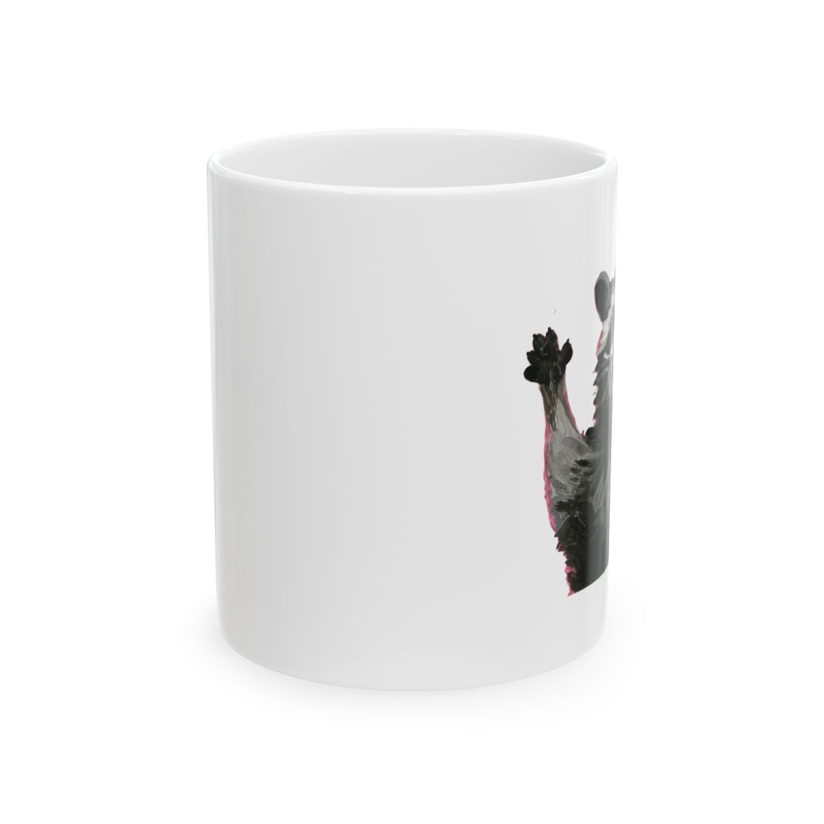 Trash Party raccoon mug - alternate angle 1, merchandise